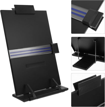 Adjustable Desktop Book Reading Stand with Portable Document Holder, Folding Copy Holder for Students and Office Use, Desk Reading Rack for Typing and Study