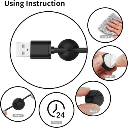 Flezoo Cord Holder Cable Holder, 12PCS Black Adhesive Cable Clips Cord Organizer Charger Holder Wire Management Keeper for Nightstand, Office, Desk or Mouse