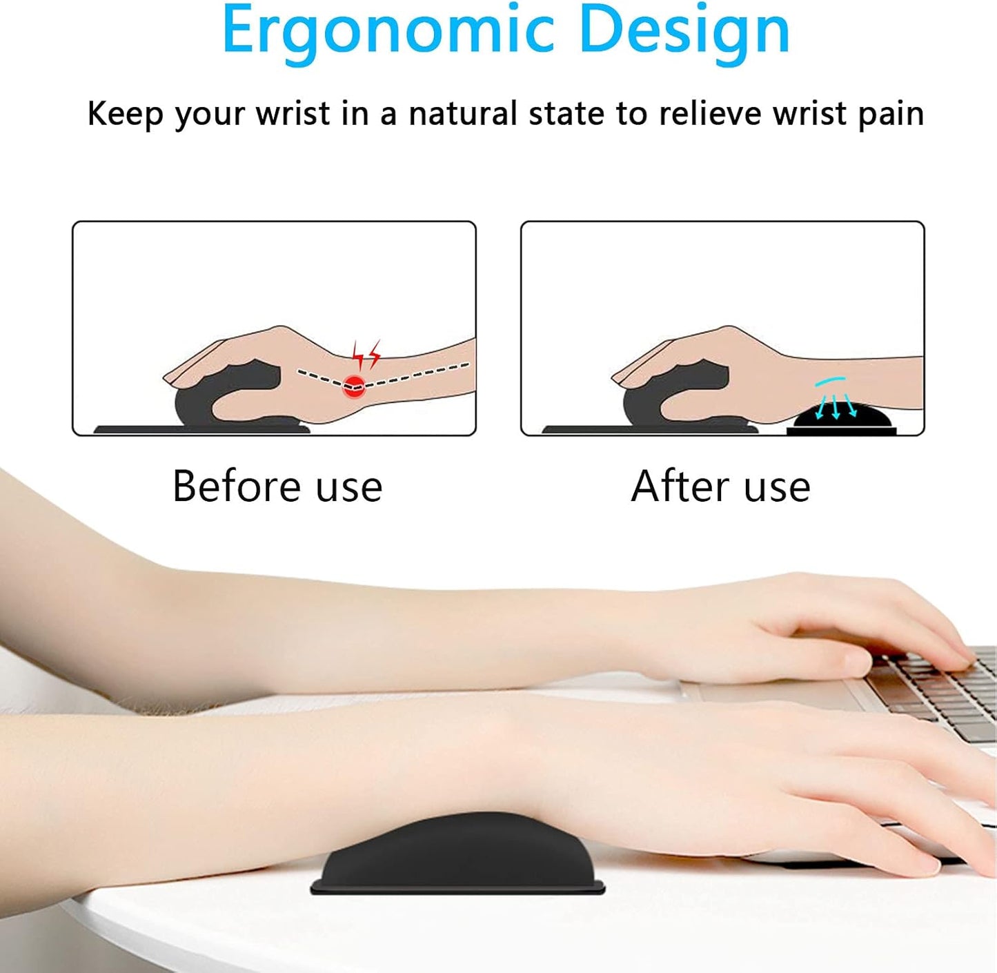 Dapesuom Keyboard Wrist Rest Set, Cute PU Leather Wrist Cushion for Computer Keyboard and Mousepad, Memory Foam Mouse Pad Rests Support with Non-Slip Base for Typing Pain Relief Laptop, Colonial White