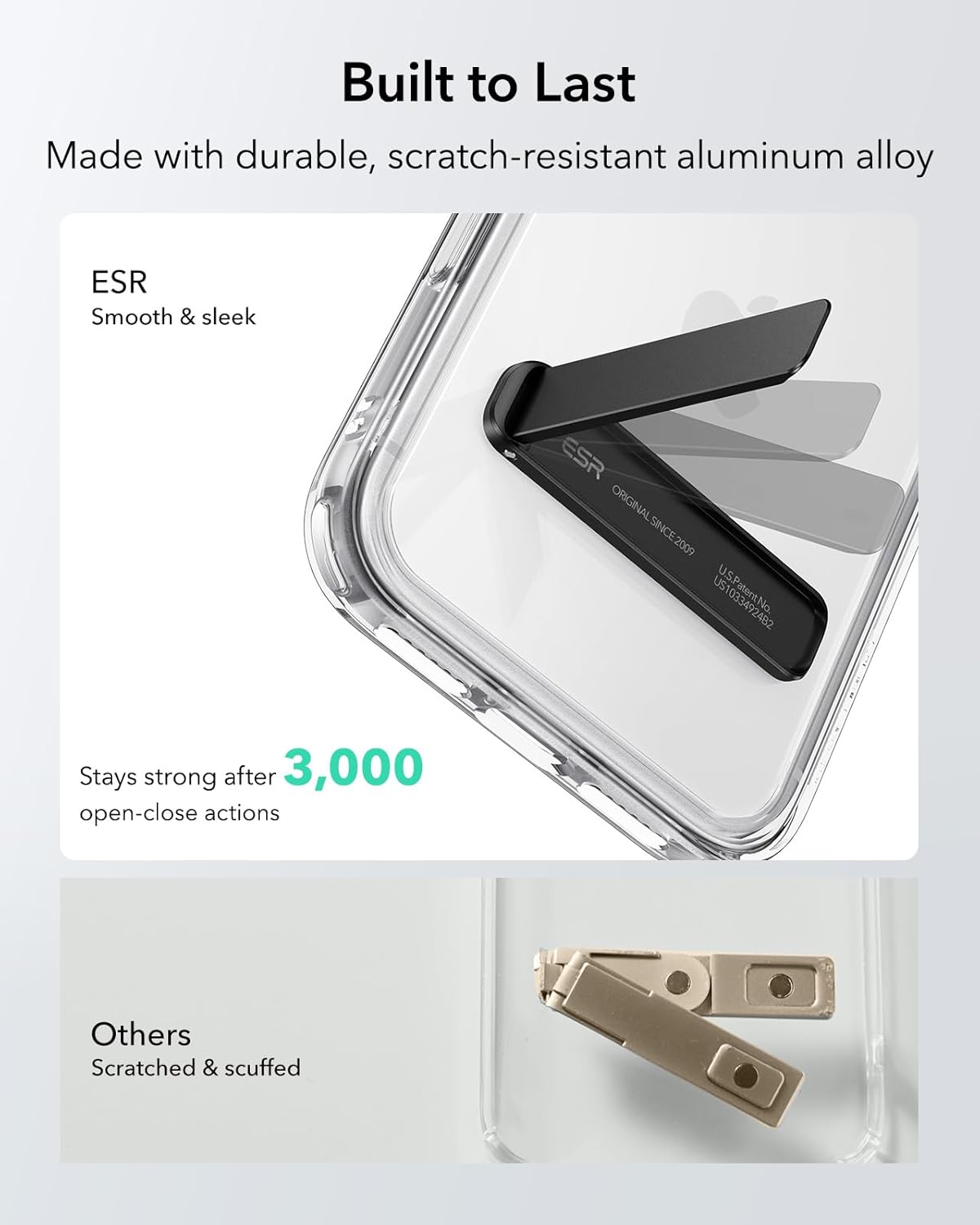 ESR Boost Phone Kickstand, Vertical and Horizontal Stand, Adjustable Angle, Compatible with iPhone Air 17 Pro Max, iPhone 17e/16/15/14/13/12, Samsung Galaxy S26/S25/S24/S23 Series, Google, Black