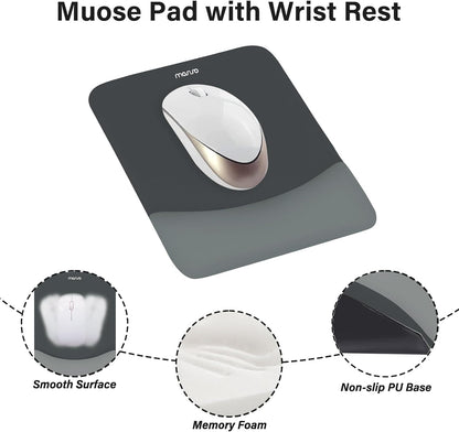 MOSISO Wrist Rest Support for Mouse Pad&Keyboard Set, Rectangular Ergonomic Mousepad Non-Slip Base Home/Office Pain Relief&Easy Typing Pad with Neoprene Cloth&Raised Silicone Lining, Green