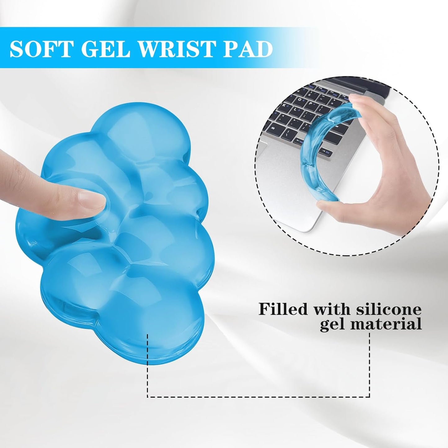 Gel Cloud Keyboard and Mouse Wrist Rest, Cute Wrist Support and Arm Support Keyboard Rest for Keyboard and Mouse Typing Pain Relief，Suitable for Office/Computer/Laptop/Gaming (Pink)