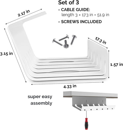 PAMO Cable Management Under Desk for Easy mounting Under-Table I Set of 2 - with 10X Cable Ties I Desk Organizer for Office/Home Office Table Thoughtful Cable Tray Holder