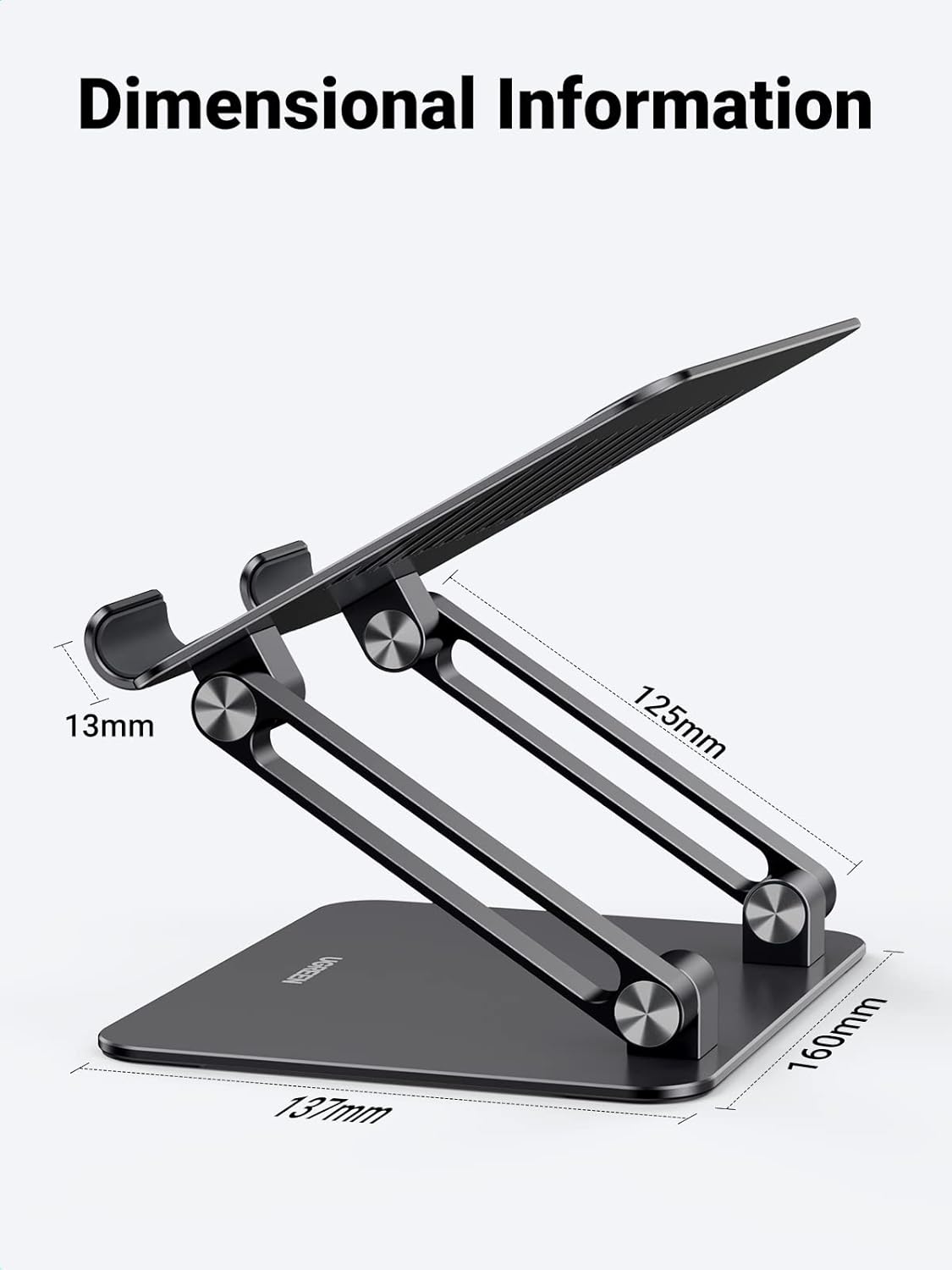 UGREEN Tablet Stand Holder for Desk Dual Rod Support Aluminum Tablet Holder Adjustable Multi-Angle Home Office Accessories Compatible with iPad Pro 13 12 11 10.5 Air Mini 5 4 3 2 Phone E-Reader Silver