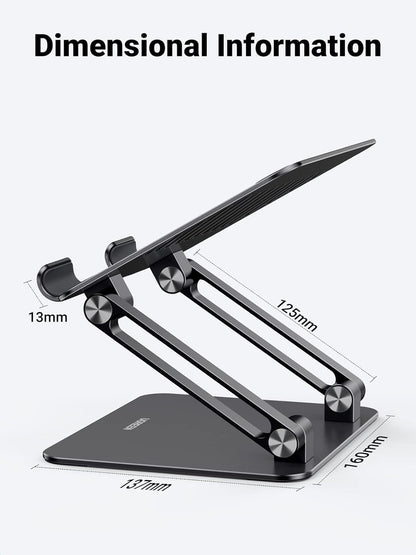 UGREEN Tablet Stand Holder for Desk Dual Rod Support Aluminum Tablet Holder Adjustable Multi-Angle Home Office Accessories Compatible with iPad Pro 13 12 11 10.5 Air Mini 5 4 3 2 Phone E-Reader Silver