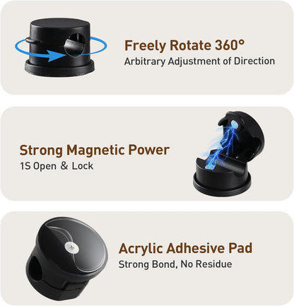 AGPTEK 8 Pack Magnetic Cable Clips, Upgraded 360° Rotatable Cord Holder Clips for Nightstand, Desk Cord Organizer Adhesive Wire Management Home Office Phone Charging Cords USB Cable Keeper (Clear)