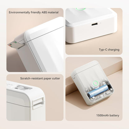 NIIMBOT Label Maker Machine Bluetooth Label Printer for School Home Office Organization, Wireless Mini Labeler D110 Upgraded Version, Label Machine with 1 Label Tape, White
