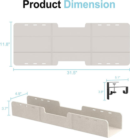 Under Desk Cable Management Tray,No-Drill Upgraded Thickened Felt Cord Organizer with Clamp or Screw Mount,Cable Holder for Standing Desk,Home Or Office(Beige, 31.5")
