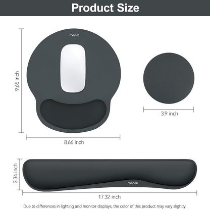 MOSISO Wrist Rest Support for Mouse Pad&Keyboard Set, Streamline Ergonomic Mousepad&Coaster Non-Slip Base Home/Office Pain Relief&Easy Typing Pad with Soft Cloth&Silicone Lining, Antique Green