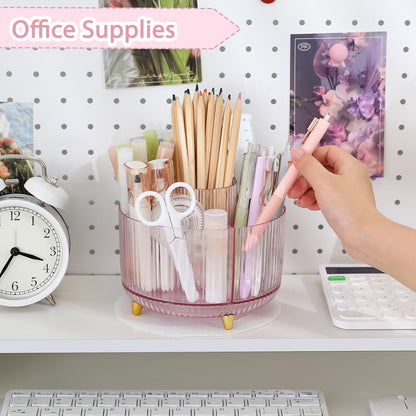 SKYDUE Rotating Pencil Pen Holder, Pen Organizer with 5 Slots - Aesthetic Desk Organizer and Accessories for School, Home, Office Supplies