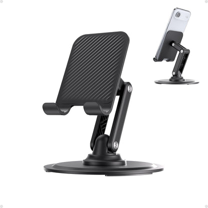 Adjustable Phone Stand for Desk, 360° Rotating Foldable Mobile Phone Holder, Sturdy Office Desk Accessories for All iPhone & Samsung Galaxy Models