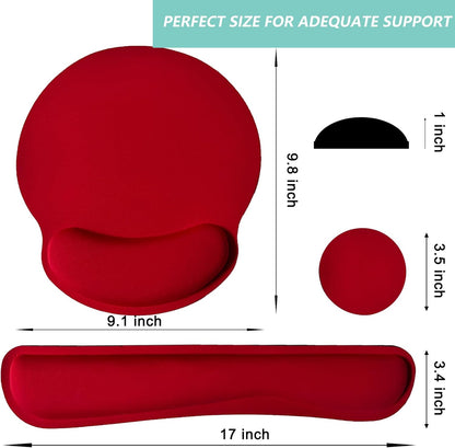 Keyboard Wrist Rest Pad Mouse Pad with Wrist Support Set of 3, Mousepad with Non-Slip Rubber Base, Ergonomic Memory Foam Mouse Wrist Cushion Support for Home Office Laptop Computer, Flower Black
