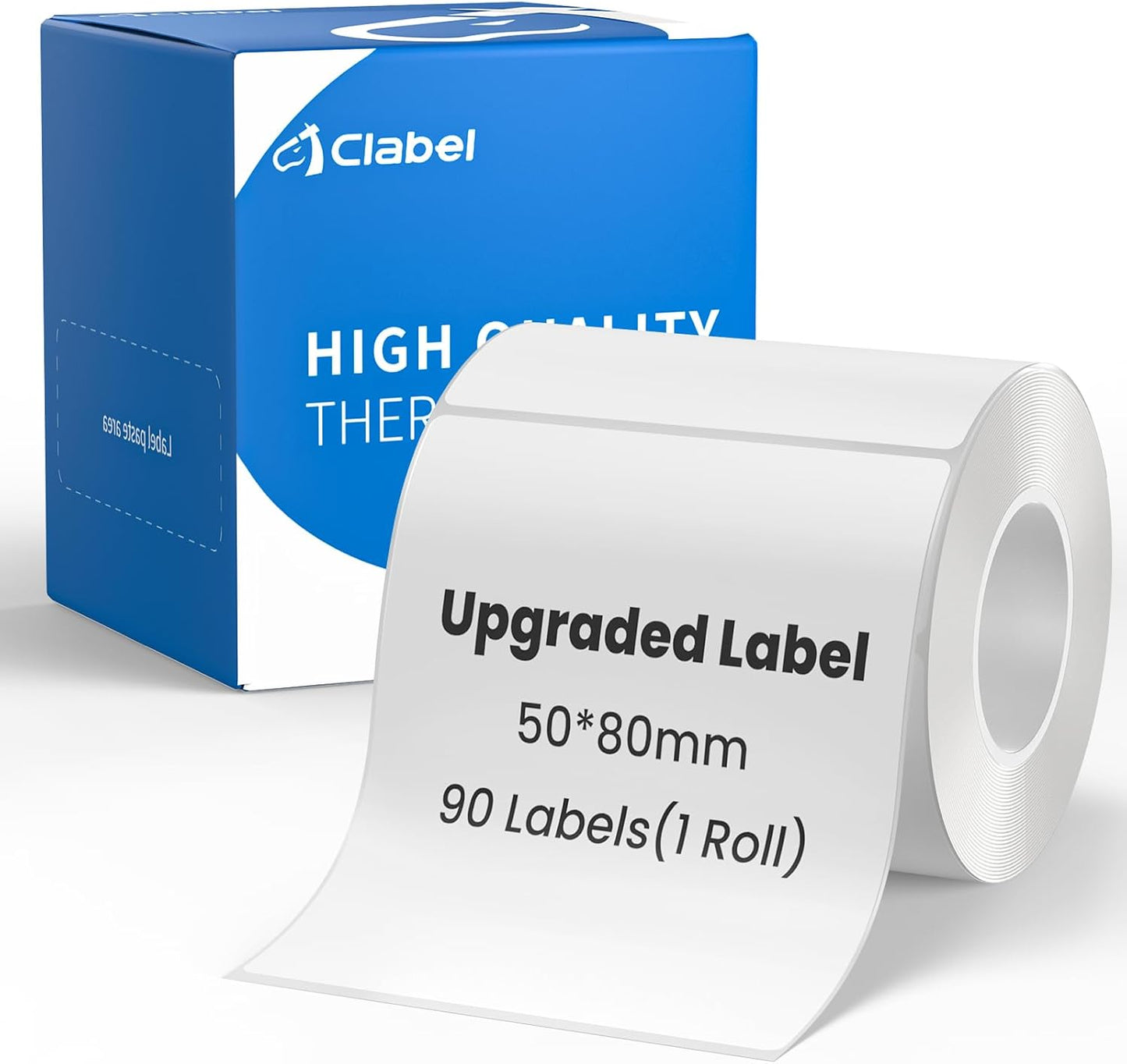 Clabel Printable White Cable Labels 6 Rolls of Thermal Self-Adhesive Paper Labels Tape, 25x78mm (1"x3") 100 Sheets Per Roll, Black Print on White Sticker Tags Durable