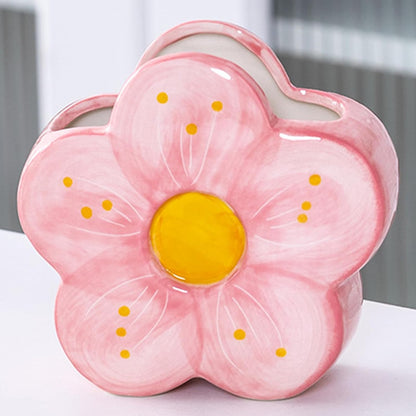 Pink Pencil Holder Pen Holder Office Desk Accessories Aesthetic Cute Flower Home Decor Makeup Brush Holder Vase Birthday Gifts for Women Vanity Toothbrush Holder Kawaii Kitchen Utensil Holder
