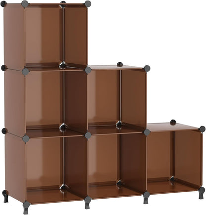 AWTATOS Cube Storage Organizer, Storage Cubes Shelves Bookshelf, 6 Cube Closet Organizers and Storage, DIY Stackable Plastic Clothes Organizer Shelving for Bedroom, Home, White