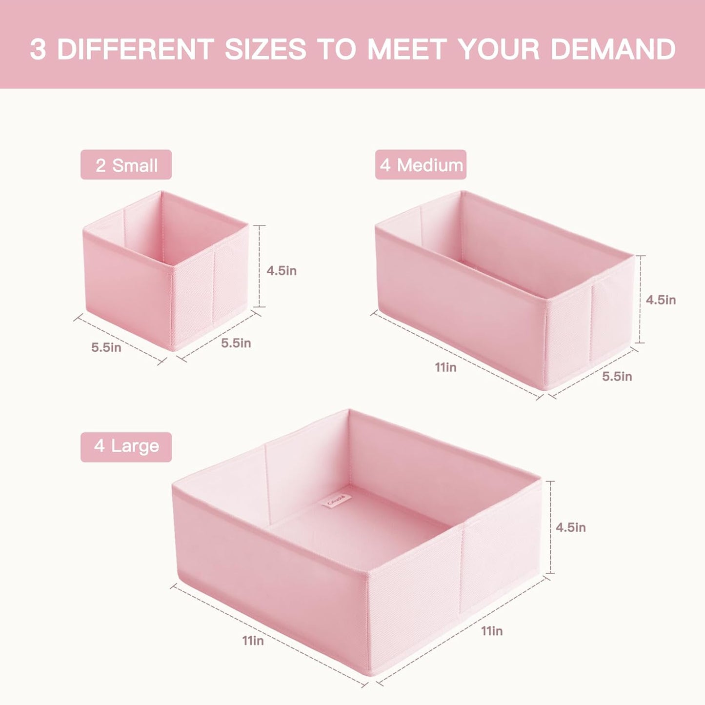 Criusia Drawer Organizer Clothes, 10 Pack Dresser Organizer for Baby Clothes, Underwear, Sock- Foldable Closet Organization and Storage Dividers Bins for Nursery, Bedroom (Beige)