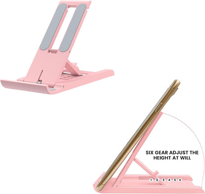 Foldable Phone Stand for Desk | Six Position Adjustable Folding Bracket for Cell Phone | Black Cellphone Holder for Desk & Smartphone Stand | Cellphone & Accessories for Men & Women