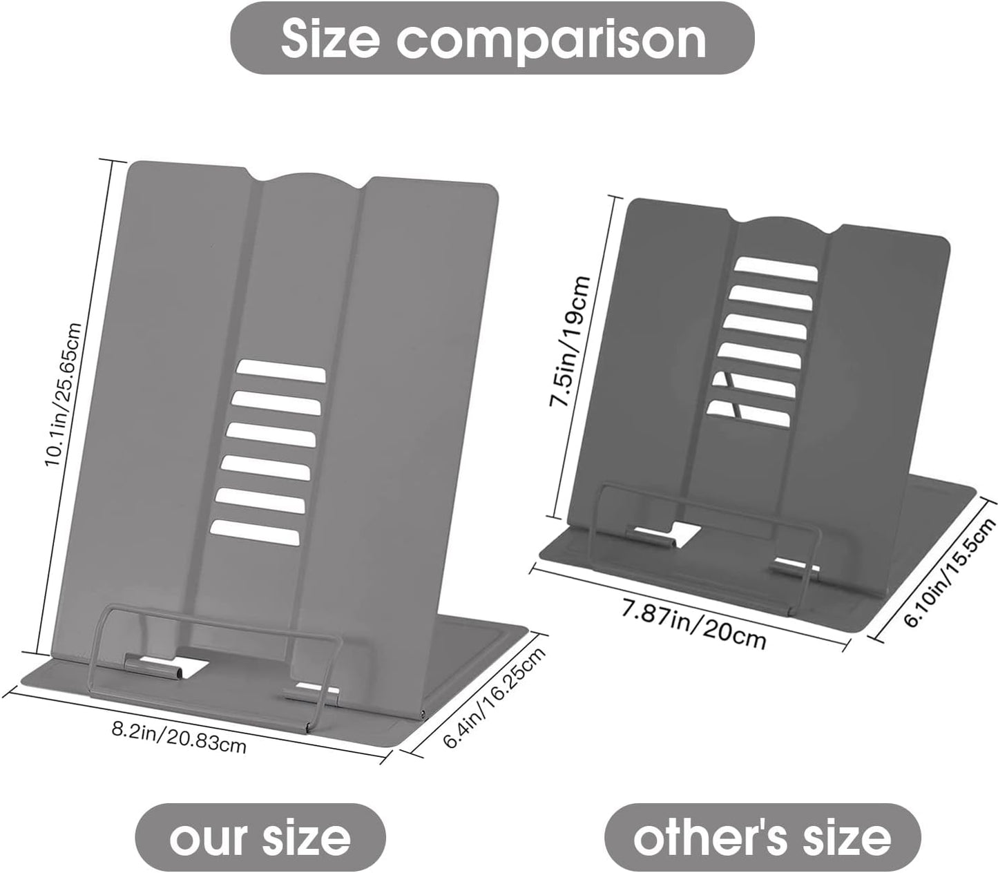 Large Desk Book Stand Metal Reading Rest Book Holder Adjustable Document Cookbook Holder Portable Bookstands for Recipes Textbooks Music Books Birthday Gift for Age 3,4,5,6,7,8,9,10+ Boys Girls(Black)
