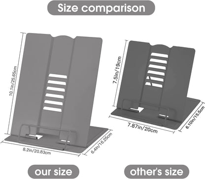Large Desk Book Stand Metal Reading Rest Book Holder Adjustable Document Cookbook Holder Portable Bookstands for Recipes Textbooks Music Books Birthday Gift for Age 3,4,5,6,7,8,9,10+ Boys Girls(Black)