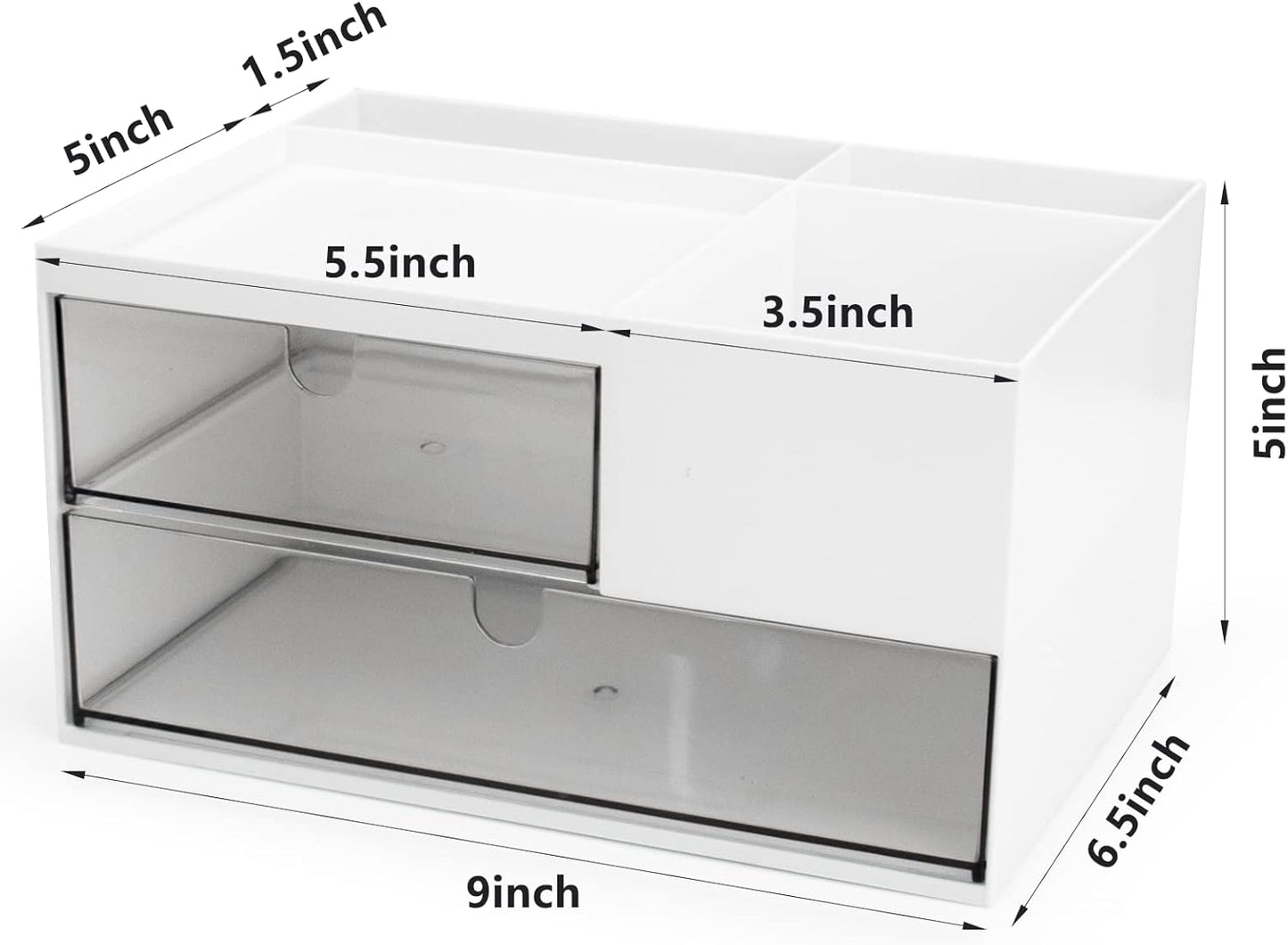Desk Organizer with Drawers Stackable Storage Drawers, Plastic Compact Desk Storage Box Great for Office School Home Small Space- 1drawers (White)