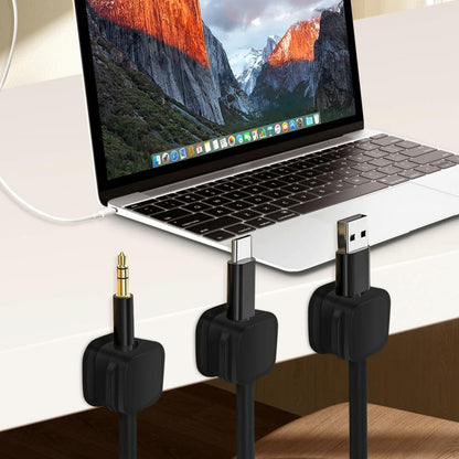 18 Pack Cord Organizer Holder,Magnetic Cable Clips Management, Easy Adhesive Phone USB Charger Cord Keeper, Hide Or Organize Desk Cable for Kitchen, Office, Car, Nightstand （Black）