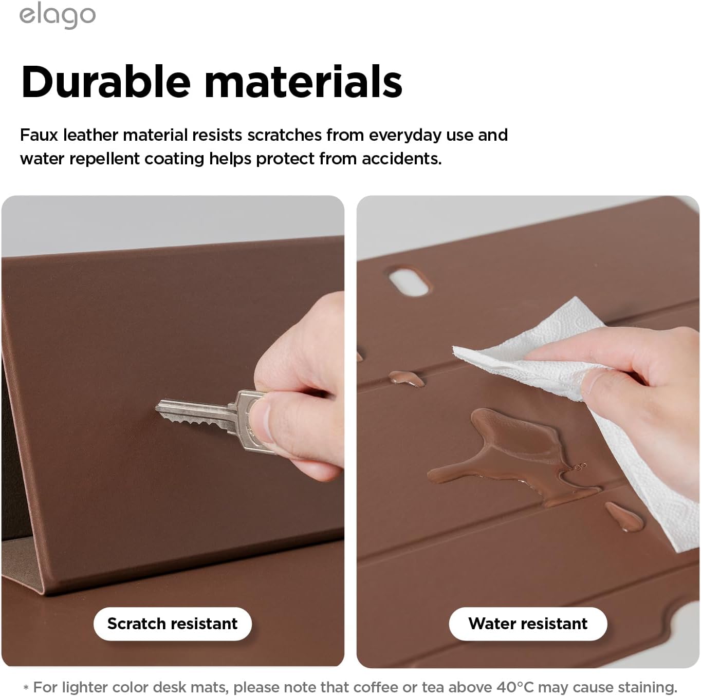 elago Smart Magnetic Desk Mat Folio Board Compatible with All Magnetic Products Clean Organized Desk for Office and Home (Microfiber Leather-Stone)
