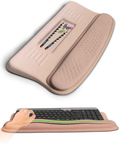 Ergonomic Wave Wrist Rest with Keyboard Stand, Cushioned Palm Rest, Comfortable Integrated Memory Foam for Natural Typing and Relieve Wrist Pain, Dark Night Black