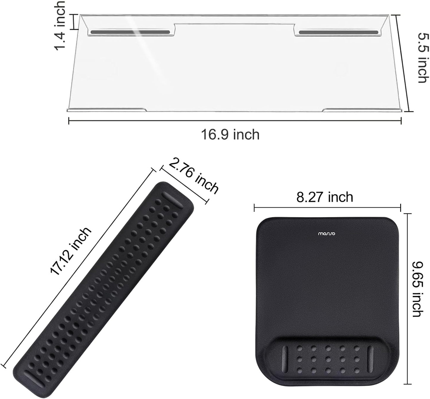 MOSISO Computer Keyboard Stand&Wrist Rest Support for Keyboard &Mouse Pad Set, Ergonomic Massage Wrist Rest Set, Easy Typing Working Acrylic Clear Stand for Office Home, Apricot