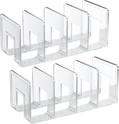 SAYEEC Acrylic File Holder, Clear File Sorter Desk File Organizer, Sturdy Desktop File Folder Organizer Rack for Envelopes Mail Letter Paper Notebook Electronics Office Supplies (4 Sections, 2 Pack)