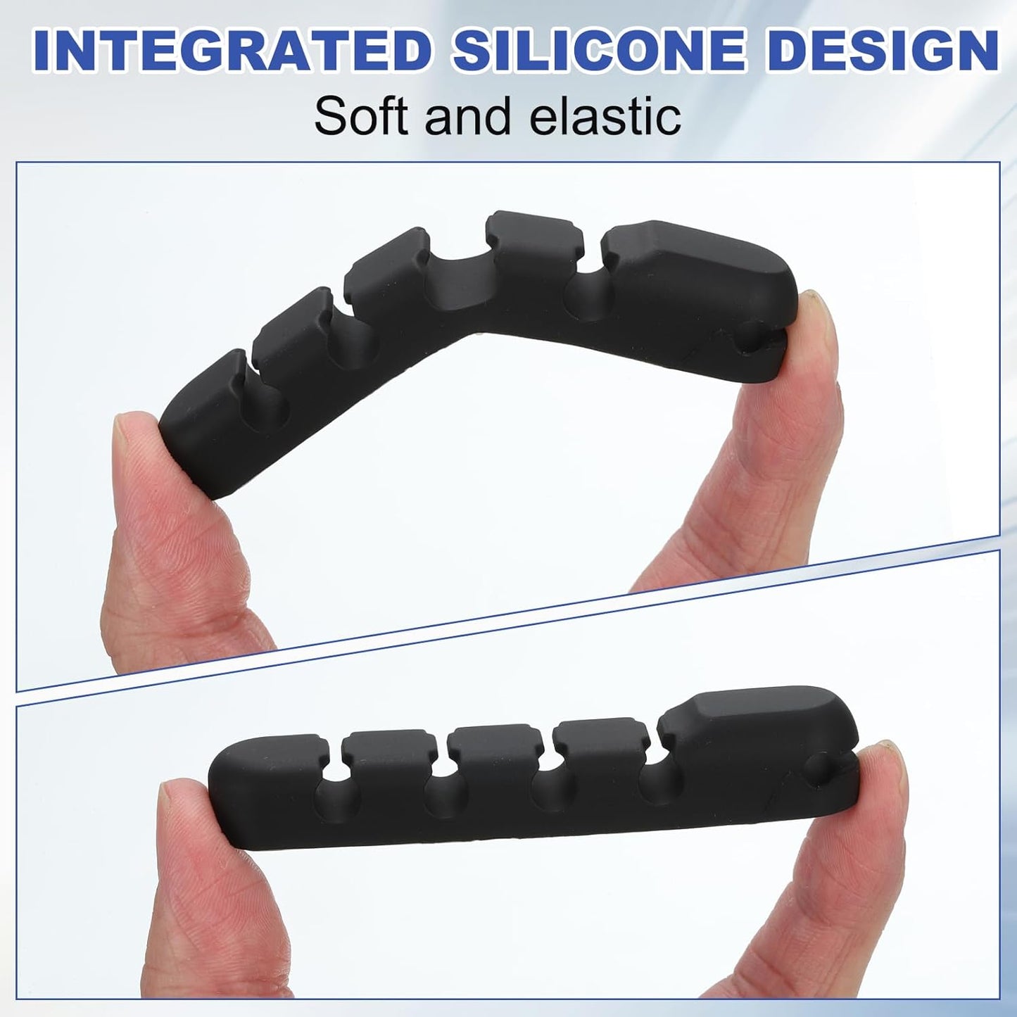 137mm Cable Clip 8 Holes Silicone Wire Holder Cord Organizer Adhesive Cable Keeper for Home Office Desk Fitting, Black