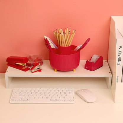 SKYDUE Pink Desk Accessories 10Pcs, Rotating Pen Holder for Desk, Stapler, Staple Remover, Tape Dispenser,2pcs Tape Refills, Binder Paper Clips Kit, Scissor,Pink Office School Supplies