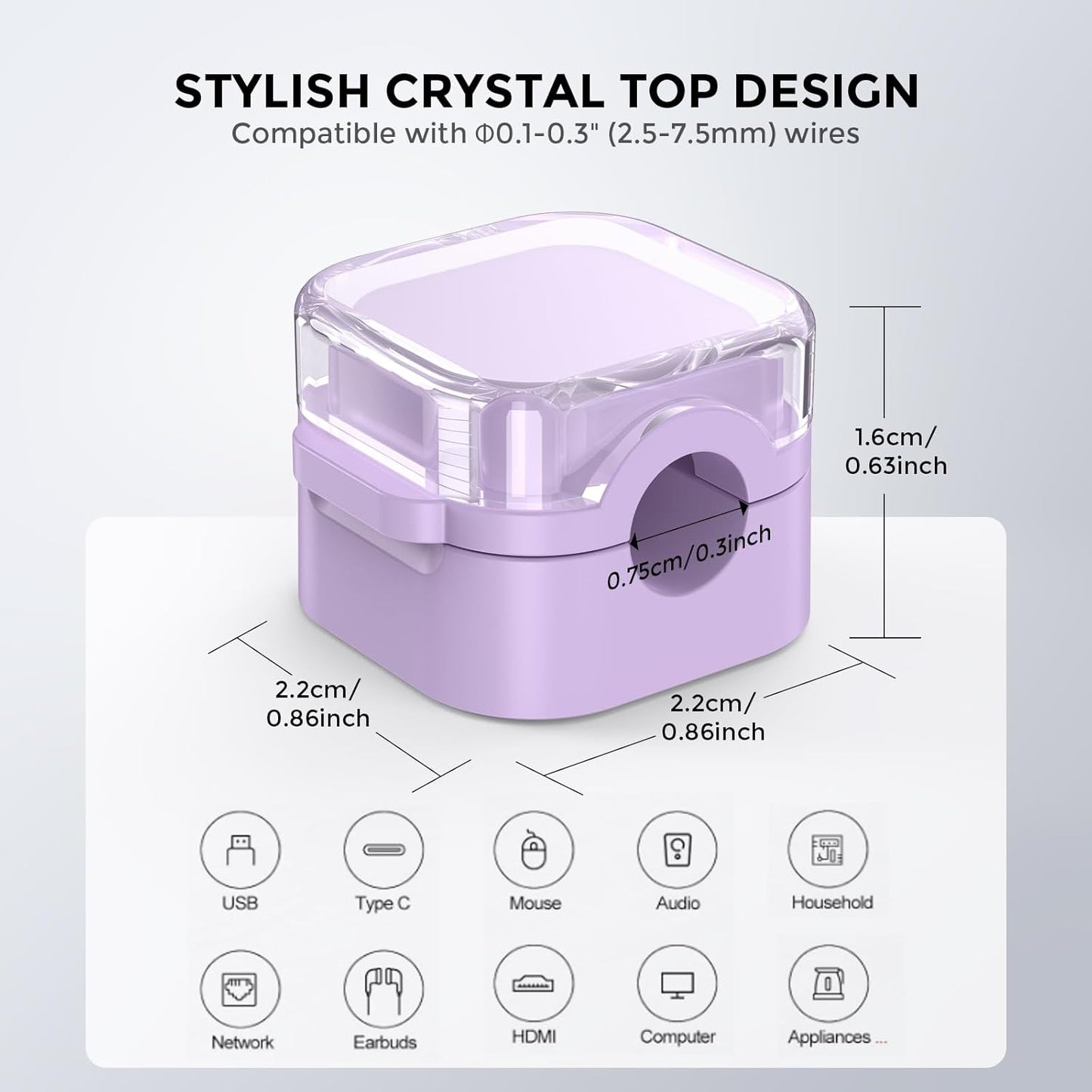 AhaStyle 6 Pack Magnetic Cable Organizer [1s Lock] Cord Holders Clips Strong Adhesive Cord Keeper [Smooth Adjustable] Hide Wire Cord Organizer for Nightstand Kitchen Car Office (Lavender)