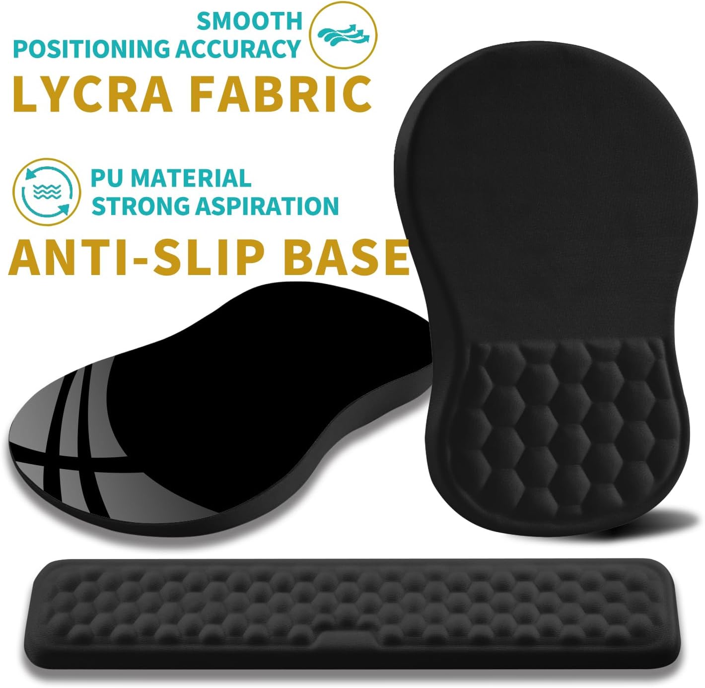 Hokafenle 2 in 1 Ergonomic Mouse Pad Wrist Support & Wrist Rest for Computer Keyboard Set, with Relieve Carpal Tunnel Pain Massage Bulge and Full Memory Gel Design (2In1 Set, Light Green)