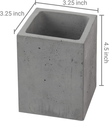 MyGift Pen Holder Pencil Holder For Desk,Pen Cup Holder For Desk,Concrete Desktop Pencil Cup,Modern Gray-Tone,Set of 3