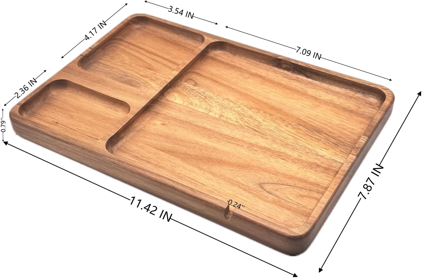 Wooden Valet Tray for Men Women - 11.4 in EDC Tray Wood Desk Organizer for Storage Keys, Phone, Wallet, Headphones, Watch, Earbuds, Jewelry