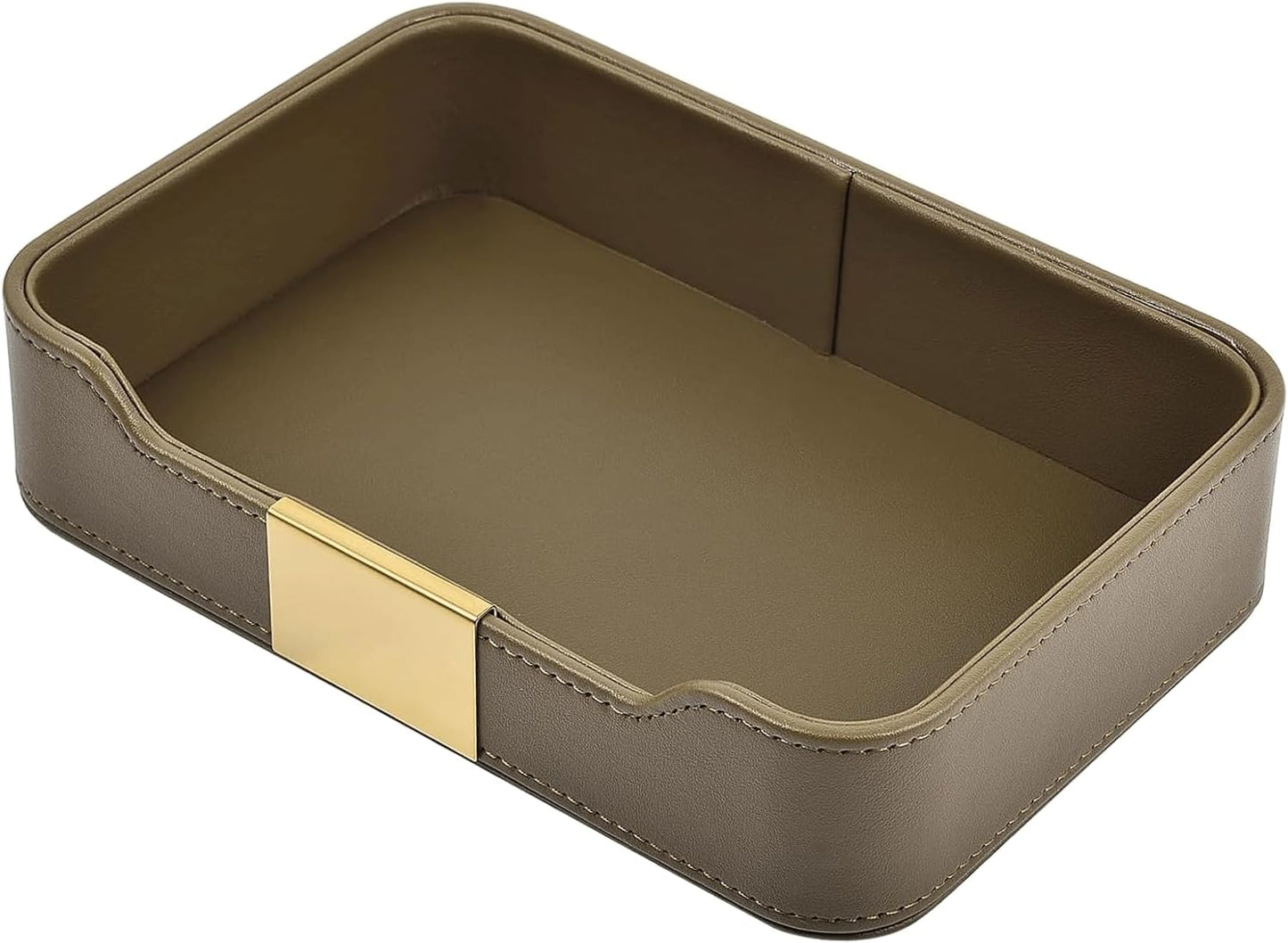 PU Leather Valet Tray Catchall Organizer for Men - Nightstand Dresser Desk Tray for Keys Wallet Watch Jewelry, Bedside Entryway Table Storage Box, EDC Accessories Holder Catch All Dish, Green