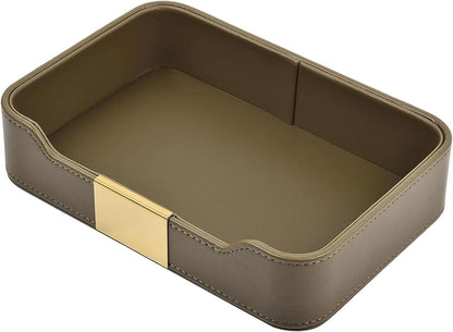 PU Leather Valet Tray Catchall Organizer for Men - Nightstand Dresser Desk Tray for Keys Wallet Watch Jewelry, Bedside Entryway Table Storage Box, EDC Accessories Holder Catch All Dish, Green