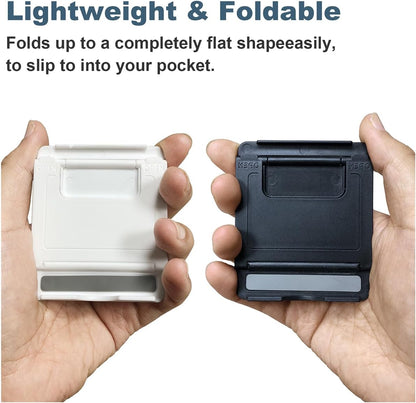 POQOD 2 Pack Cell Phone Stand, Foldable Phone Holder for Desk Compatible with Phone 15 14 13 12 11 Pro Xs Xs Max Xr X 8, Nintendo Switch, All Phones, Black & White