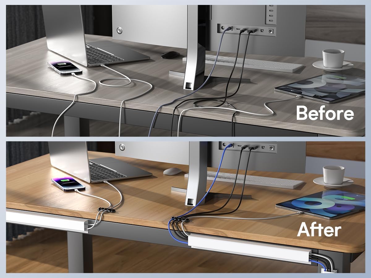 Delamu 2 Pack Safe & Tidy Cable Management Solution - Protect Kids & Pets with Home & Office Cable Management Under Desk, Cable Organizer, Cable Management Kit, Cord Organizer for Desk, 15.7in x 2