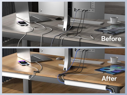 Delamu 2 Pack Safe & Tidy Cable Management Solution - Protect Kids & Pets with Home & Office Cable Management Under Desk, Cable Organizer, Cable Management Kit, Cord Organizer for Desk, 15.7in x 2