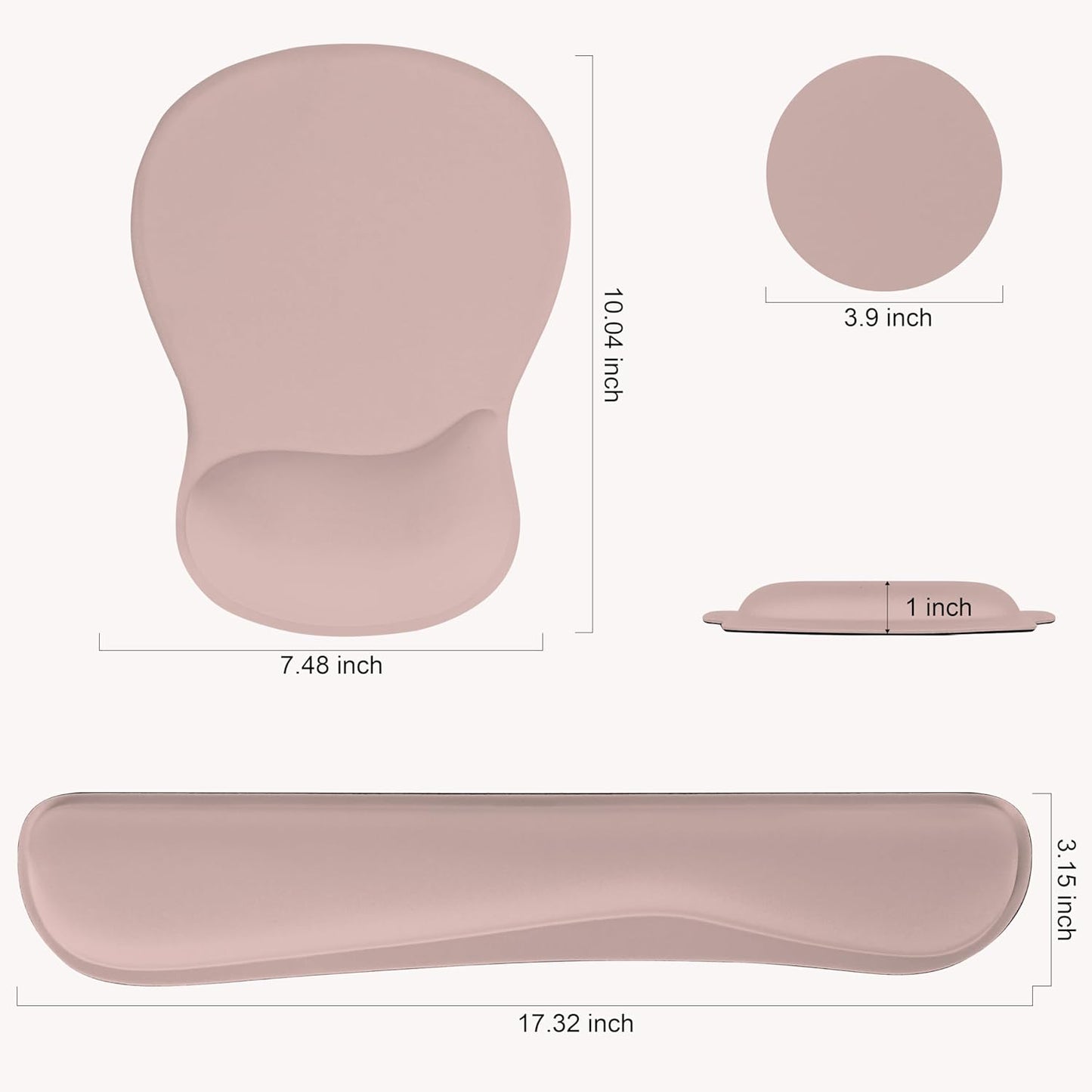 RICHEN Wrist Rest Support for Mouse Pad&Keyboard Set with Coaster,Concave Curved Memory Foam, Non-Slip Base Pain Relief Comfortable Easy Typing Pad for Home/Office (Lavender Purple)