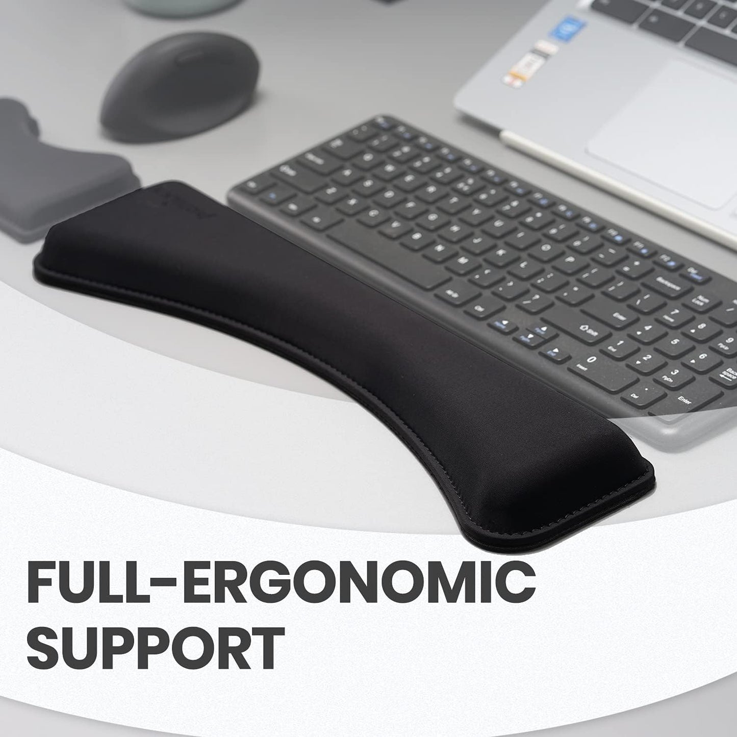 Perixx PERIPRO-512 Ergonomic Keyboard Wrist Rest - Gel Cushion Support - Compatible with Various Ergo Keyboard - Dimension 17.32x3.94x1.30 inches - Black