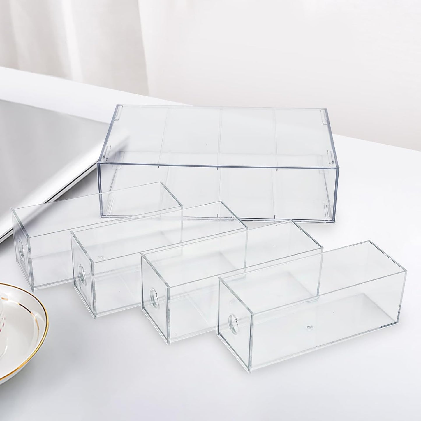 Stackable Organizer Acrylic Storage Drawers, Suitable for Desktop Storage, Office Supplies, Cosmetics, Stationery, Jewelry, Accessories (3)