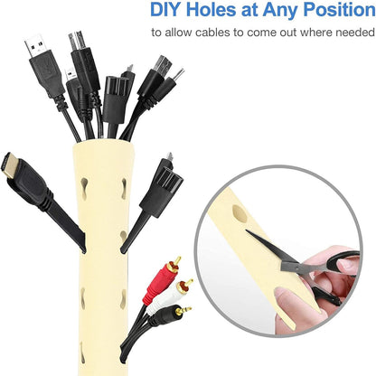 JOTO 4 Pack Cable Management Sleeve, 19-20 Inches Cord Organizer System with Zipper for TV Computer Office Home Entertainment, Flexible Cable Sleeve Wrap Cover Wire Hider System -Black