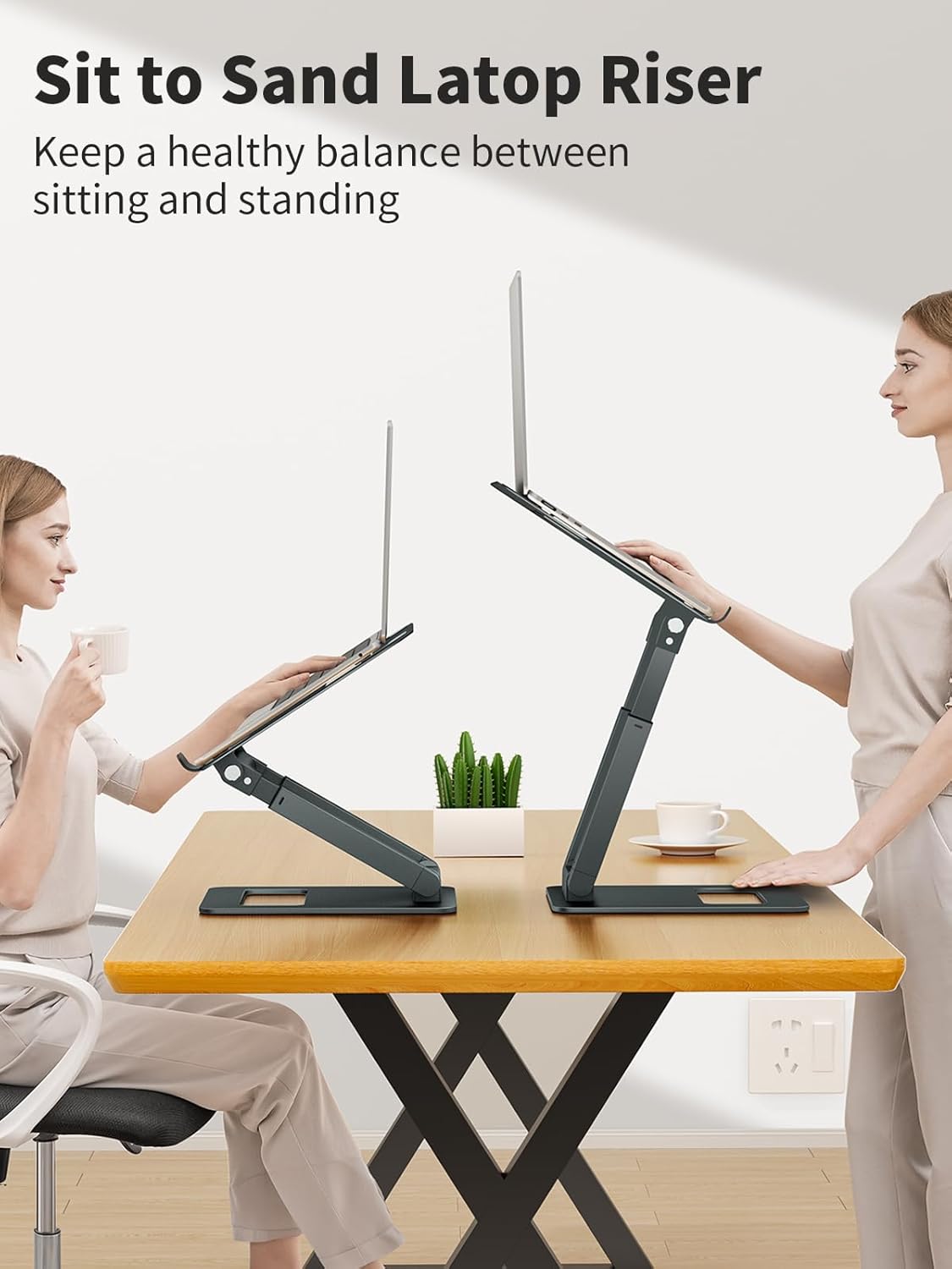 tounee Laptop Stand for Desk Adjustable Height, Telescopic Computer Stand with Pull Out Design Ergonomic Laptop Riser Fits All Laptops 10-17"-Silver