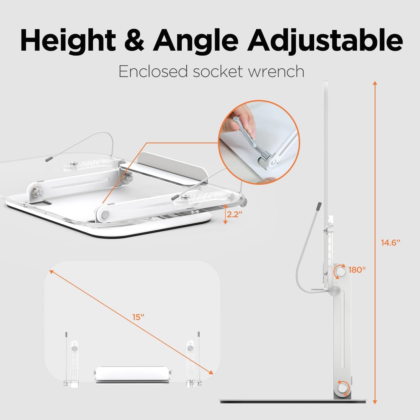 Mooas Acrylic Book Stand for Reading Adjustable Foldable Holder with Page Clips Clear Display Portable Tablet Holder for Desk Cookbook Laptop Recipe Textbook Book Easel Kitchen Counter Hands Free