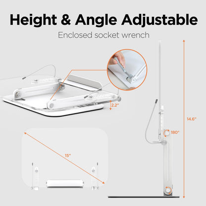 Mooas Acrylic Book Stand for Reading Adjustable Foldable Holder with Page Clips Clear Display Portable Tablet Holder for Desk Cookbook Laptop Recipe Textbook Book Easel Kitchen Counter Hands Free