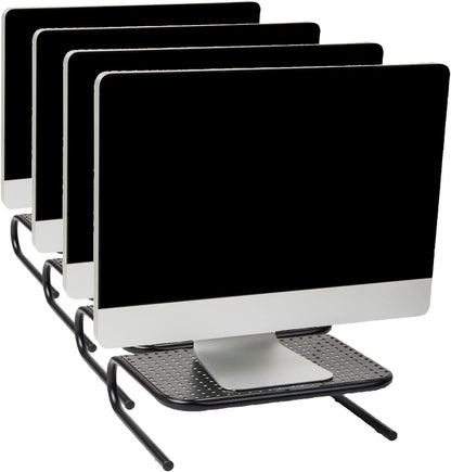 Mind Reader Monitor Stand, Ventilated Laptop Riser, Desktop Organizer, Metal, Set of 2, Black