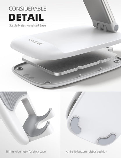 Lamicall Cell Phone Stand for Desk - [Height Adjustable] Foldable Mobile Phone Holder, Portable Stand for iPhone 17 16 15 14 13 12 11 Pro Max Plus Air, Galaxy S25, Office Gift Mothers Day Accessories