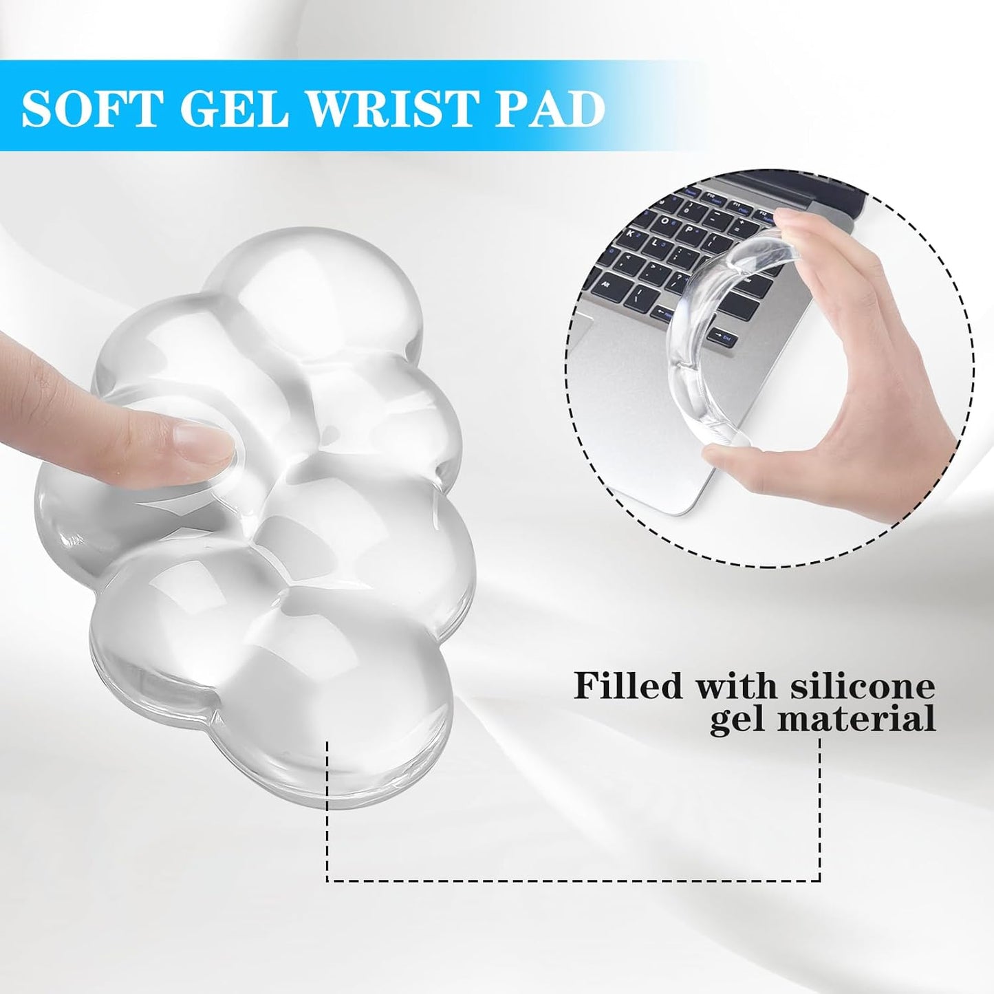 Gel Cloud Keyboard and Mouse Wrist Rest, Cute Wrist Support and Arm Support Keyboard Rest for Keyboard and Mouse Typing Pain Relief，Suitable for Office/Computer/Laptop/Gaming (Pink)